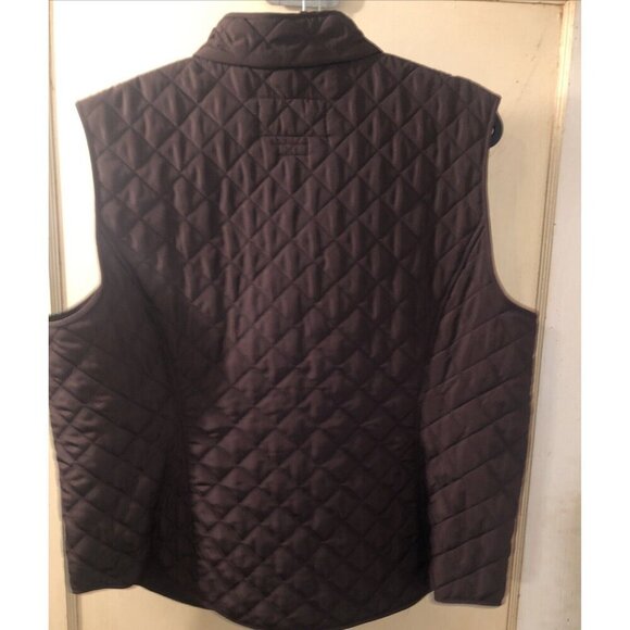 Van Heusen Vest Jacket Quilted Mock Neck Brown Front Pocket Women’s XXL - Picture 2 of 6